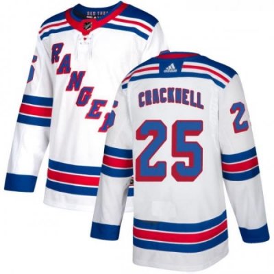 Youth Adidas New York Rangers 25 Adam Cracknell Authentic White Away NHL Jersey