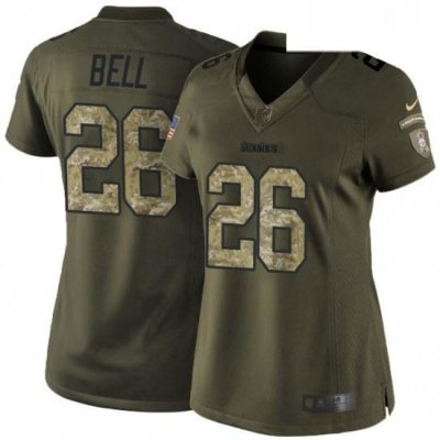 Womens Nike Pittsburgh Steelers 26 LeVeon Bell Elite Green Salute to Service NFL Jersey