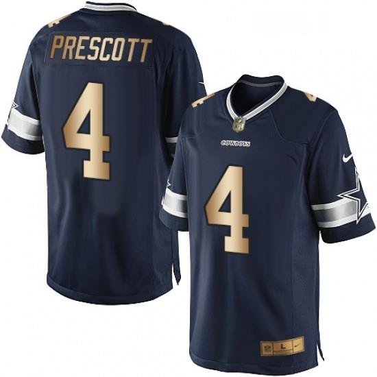 Mens Nike Dallas Cowboys 4 Dak Prescott Limited NavyGold Team Color NFL Jersey