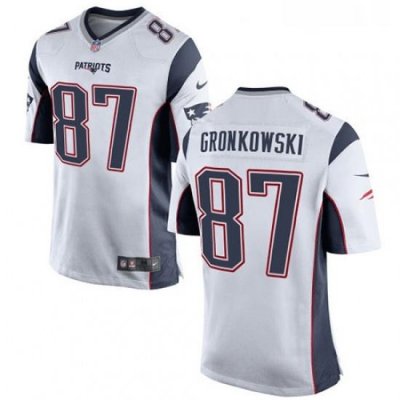 Mens Nike New England Patriots 87 Rob Gronkowski Game White NFL Jersey