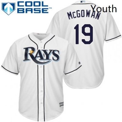 Youth Majestic Tampa Bay Rays 19 Dustin McGowan Replica White Home Cool Base MLB Jersey