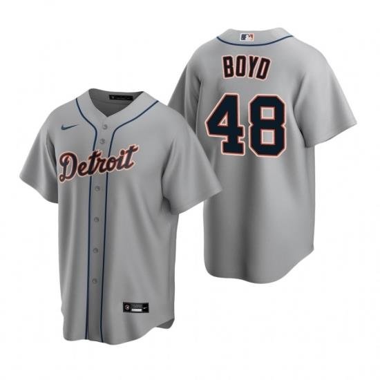 Mens Nike Detroit Tigers 48 MattheW Boyd Gray Road Stitched Baseball Jersey