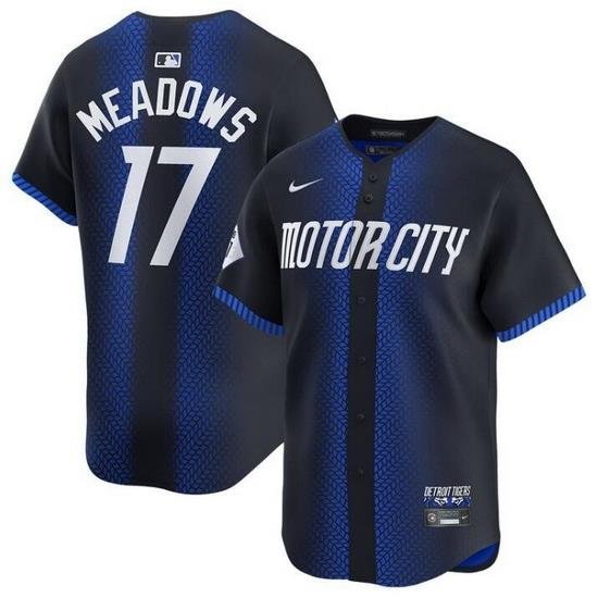 Men Detroit Tigers 17 Parker Meadows 2024 Navy City Connect Cool Base Limited Stitched Jersey