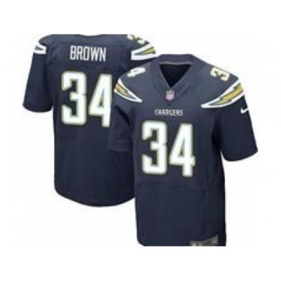 Nike San Diego Chargers 34 Donald Brown Dark Blue Elite NFL Jersey