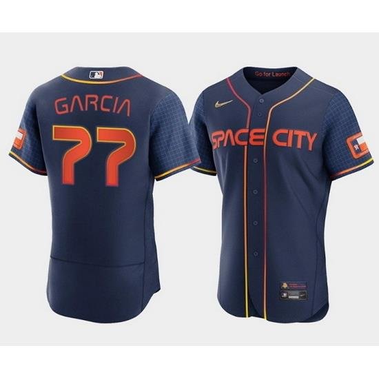 Men Houston Astros 77 Luis Garcia 2022 Navy City Connect Flex Base Stitched Baseball Jerse