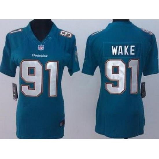 Women Nike Miami Dolphins 91 Cameron Wake Green Limited NFL Jerseys New Style