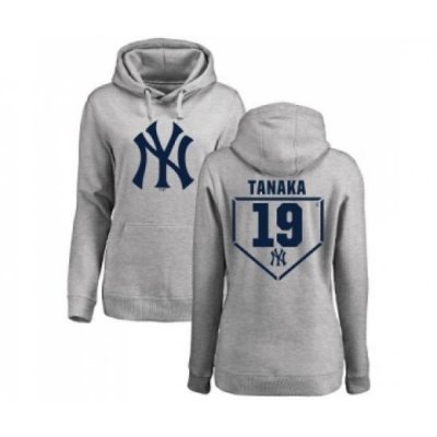 MLB Women Nike New York Yankees 19 Masahiro Tanaka Gray RBI Pullover Hoodie