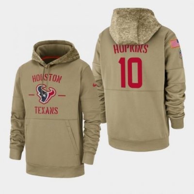 Mens Houston Texans 10 DeAndre Hopkins 2019 Salute to Service Sideline Therma Pullover Hoodie Tan