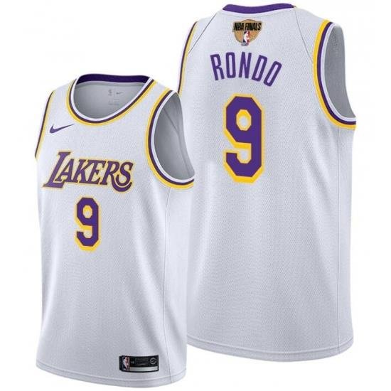 Men's Los Angeles Lakers #9 Rajon Rondo 2020 White Finals Stitched NBA Jersey