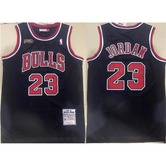 Men Chicago Bulls 23 Michael Jordan Black 1997 98 Throwback Champions Stitched Jersey