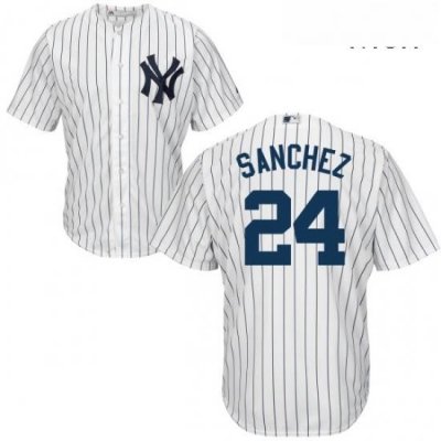 Mens Majestic New York Yankees 24 Gary Sanchez Replica White Home MLB Jersey