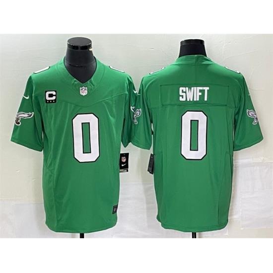 Men Philadelphia Eagles 0 D u2019andre Swift Green 2023 F U S E With C Patch Vapor Untouchable Stitched Football Jersey