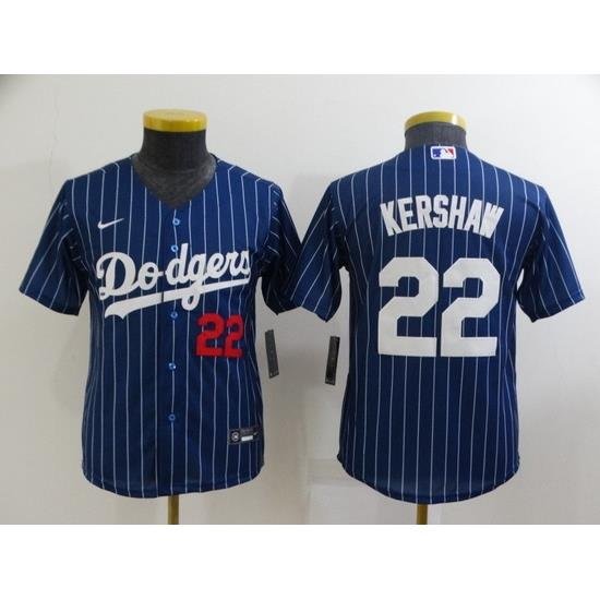 Youth Los Angeles Dodgers 22 Clayton KershaW Blue Stitched Jersey