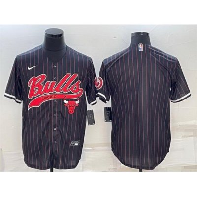 Men Chicago Bulls Blank Black Cool Base Stitched Baseball Jersey