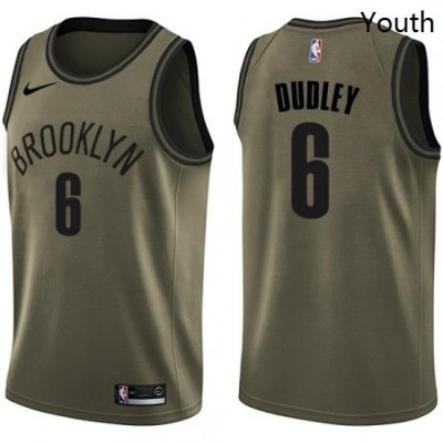 Youth Nike Brooklyn Nets 6 Jared Dudley Swingman Green Salute to Service NBA Jersey