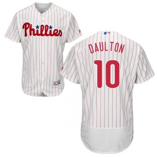 Mens Majestic Philadelphia Phillies 10 Darren Daulton White Home Flex Base Authentic Collection MLB Jersey