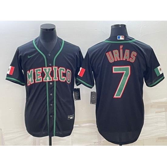 Men's Mexico Baseball #7 Julio Urias 2023 Black World Baseball Classic Stitched Jerseys 4