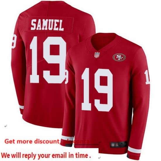 49ers 19 Deebo Samuel Red Team Color Men Stitched Football Limited Therma Long Sleeve Jersey