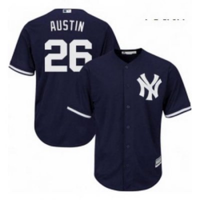 Youth Majestic New York Yankees 26 Tyler Austin Authentic Navy Blue Alternate MLB Jersey