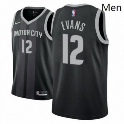 Men NBA 2018 19 Detroit Pistons 12 Keenan Evans City Edition Black Jersey