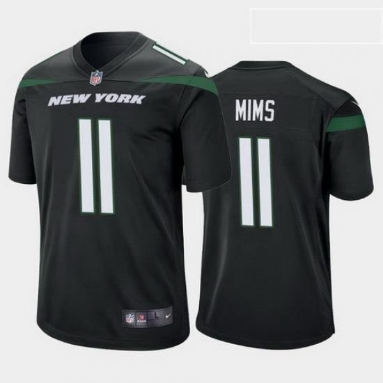 men denzel mims new york jets black game jersey