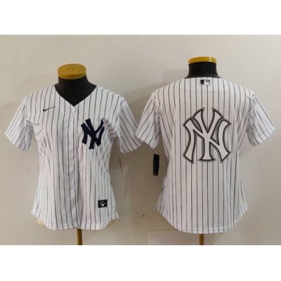 Women New York Yankees White Team Big Logo Cool Base Stitched Jersey 12