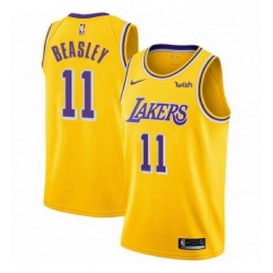 Youth Nike Los Angeles Lakers 11 Michael Beasley Swingman Gold NBA Jersey Icon Edition