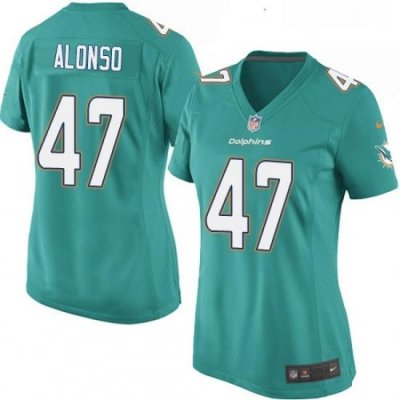 Womens Nike Miami Dolphins 47 Kiko Alonso Game Aqua Green Team Color NFL Jersey