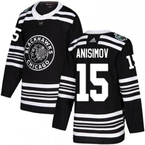 Youth Adidas Chicago Blackhawks 15 Artem Anisimov Authentic Black 2019 Winter Classic NHL Jersey