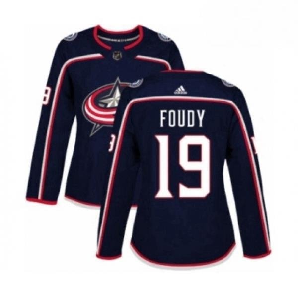 Womens Adidas Columbus Blue Jackets 19 Liam Foudy Premier Navy Blue Home NHL Jersey