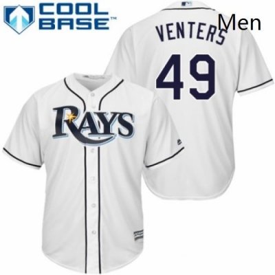 Mens Majestic Tampa Bay Rays 49 Jonny Venters Replica White Home Cool Base MLB Jersey