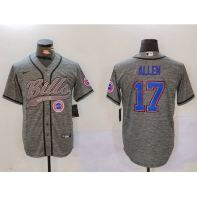 Men Buffalo Bills 17 Josh Allen Grey Team Cool Base Stitched Baseball Jersey 6