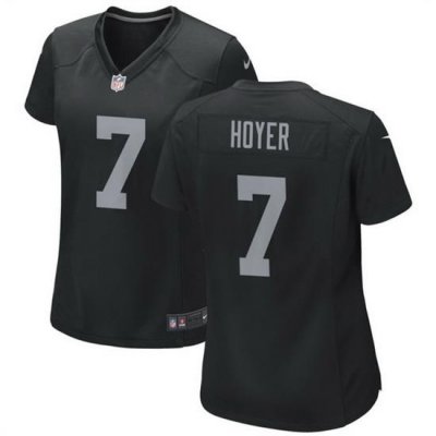 Women Las Vegas Raiders 7 Brian Hoyer Black Stitched Jersey  Run Small