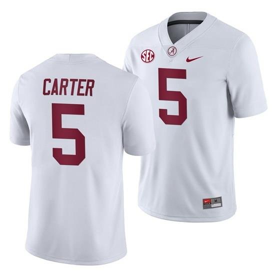 NCAA Football Alabama Crimson Tide Shyheim Carter White 2019 Away Game Jersey