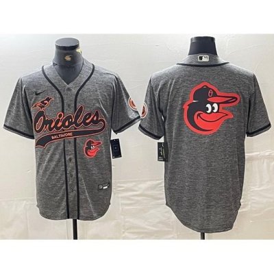 Men Baltimore Orioles Gray Team Big Logo Cool Base Stitched Jersey 5