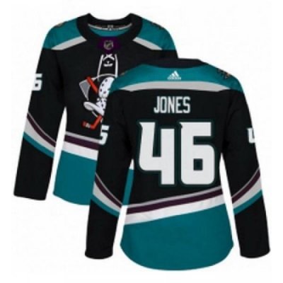 Womens Adidas Anaheim Ducks 46 Max Jones Authentic Black Teal Third NHL Jersey