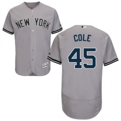 Men NeW York Yankees 45 Gerrit Cole Home Grey Cool Base Jersey