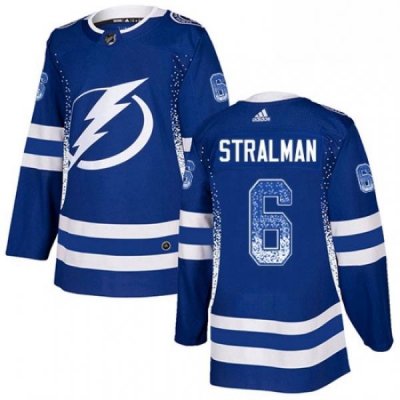 Mens Adidas Tampa Bay Lightning 6 Anton Stralman Authentic Blue Drift Fashion NHL Jersey