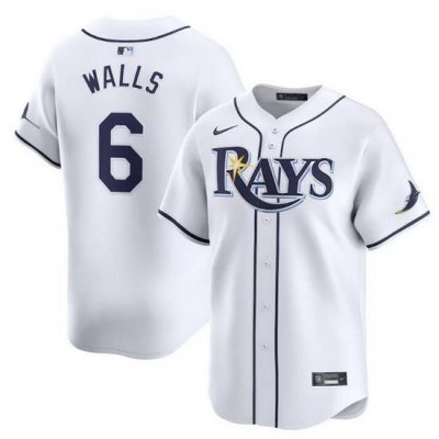 Men Tampa Bay Rays 6 Taylor Walls White Home Limited Stitched Baseball Jersey