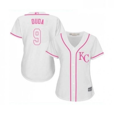 Womens Kansas City Royals 9 Lucas Duda Replica White Fashion Cool Base Baseball Jersey