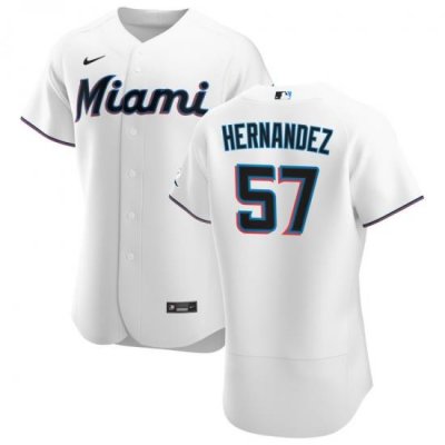 Men Miami Marlins 57 Elieser Hernandez Men Nike White Home 2020 Flex Base Player MLB Jersey