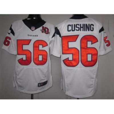 Nike Houston Texans 56 Brian Cushing White Elite W 10th Patch NFL Jersey