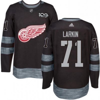 Mens Adidas Detroit Red Wings 71 Dylan Larkin Authentic Black 1917 2017 100th Anniversary NHL Jersey