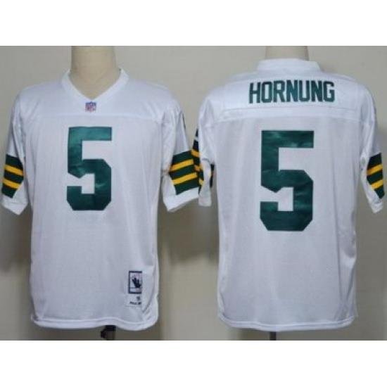 Green Bay Packers 5 Paul Hornung White Throwback NFL Jerseys