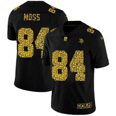 Minnesota Vikings 84 Randy Moss Men Nike Leopard Print Fashion Vapor Limited NFL Jersey Black