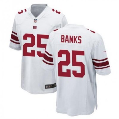 Men New York Giants 25 Deonte Banks White Stitched Game Jersey