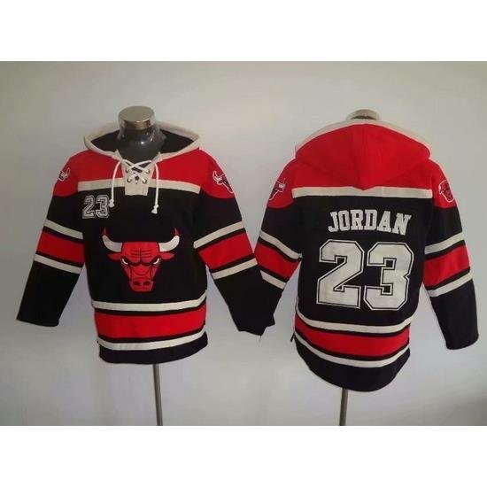 Men Chicago Bulls #23 Michael Jordan Black Pullover NBA Hoodie