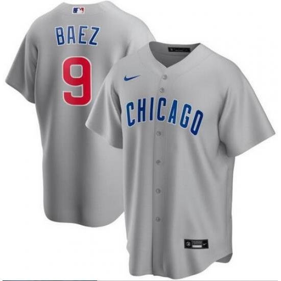 Cubs 9 Javier Baez Gray 2020 Nike Cool Base Jersey