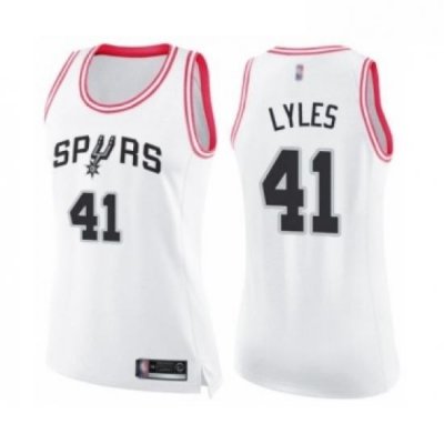 Womens San Antonio Spurs 41 Trey Lyles Swingman White Pink Fashion Basketball Jersey