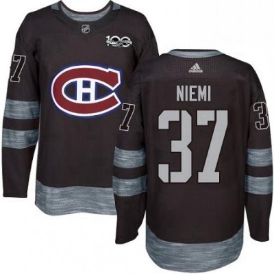 Mens Adidas Montreal Canadiens 37 Antti Niemi Premier Black 1917 2017 100th Anniversary NHL Jersey